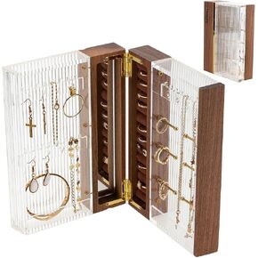 TwigLife Acrylic Jewelry Holder Organizer, Book Inspired Foldable Design, Display Stand Jewelry Box Case for Necklace, Earrings, Rings, Bracelet, with Mirror, Dustproof Organizer Storage in Saudi Arabia