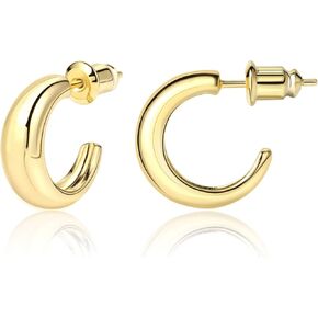 Small Hoop Earrings Hypoallergenic 14K Gold Plated Sterling Silver Post Samll Open Hoops Earrings for Women Girls in Kuwait