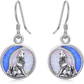 POPKIMI Sterling Silver Crystal Opal Earrings Sunflower/Frog/Wolf/Dragonfly/Dog Cat Pet Paw Print/Hummingbird /Sea Turtle/Sloth Dangle Drop Hook Earrings Cute Animal Dangle Earrings Animal Jewelry Birthday Christmas Gifts for Women Girls in Kuwait