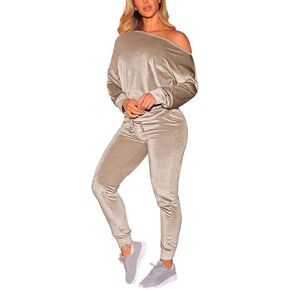 VamJump المرأة المخملية قبالة الكتف البلوز Jogger السراويل 2 قطعة ملابس رياضية in Kuwait