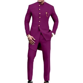 African Suit for Men Single Breasted Slim Fit Jackets and Trousers 2 Piece Set Business Suit Wedding Evening in Kuwait