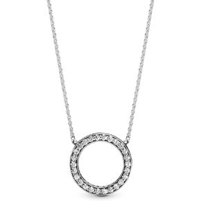 PANDORA Circle of Sparkle Necklace - Reversible Women's Necklace - Great Gift for Women - Sterling Silver & Clear Cubic Zirconia - 17.7" in Kuwait