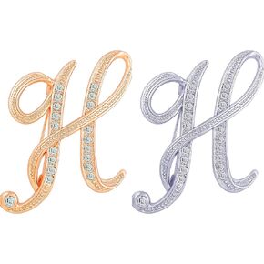 2PCS letter brooch pins for women fashion 26 letters A~Z Gold silver rhinestone men Women's alphabet initial brooches pin for clothing Christmas stockings bulk