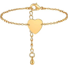 Pencros Gold Layered Bracelet,14K Gold Filled Dainty Herringbone Elegant Pearl Oval Chain Cute Beads Bracelet for Women Girls
