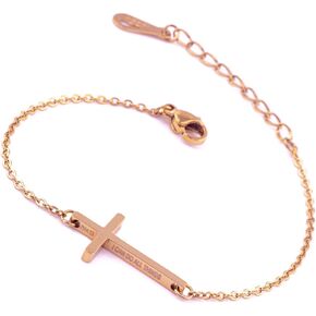 WDSHOW Sideways Cross Bracelets Rose Gold-Tone Silver-Tone