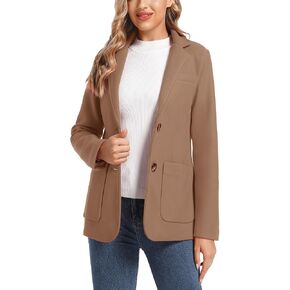 TONCHENGSD Women's Long Sleeve Two Button Wool Blend Blazer Suit Jacket