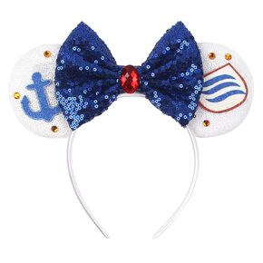 Foeran Mouse Ears Headbands, Sequin Mouse Ears Headband with Bow for Kids Adults Women, Accessories for Birthday Party (Black champagne 2023)