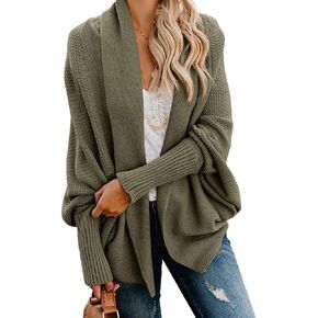 Mafulus Women's Cardigan Sweaters Oversized Chunky Knit Kimono Slouchy Wrap Batwing Open Front Outwear Coat