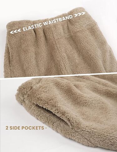 طقم بيجامة نسائي قصير منفوش من Faleave مكون من قطعتين من الصوف للشتاء بناطيل تدفئة بلوفر غامض ملابس نوم قطيفة in Kuwait