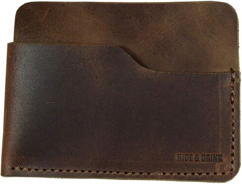 Hide & Drink, Minimalist Front Pocket Leather Wallet, Holds Up to 6 Cards Plus Folded Bills, Cash Organizer Holder, Handmade Includes 101 Year Warranty:: Bourbon Brown in Saudi Arabia