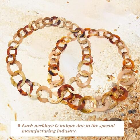 مويان عقد اكريليك مكتنز مصنوع يدويا بلون بيج وبني للنساء، سلسلة طويلة ملفوفة بنمط بوهو خفيف الوزن، مجوهرات عصرية، هدايا مجوهرات عصرية، ستانلس ستيل، بدون احجار كريمة, ستانلس ستيل, لا أحجار كريمة in Kuwait