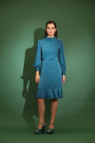 Maggy London Women's High Neck Heavy Charmeuse Dress Workwear Office Event Party Holiday Guest of in Kuwait