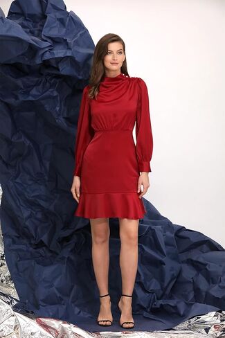 Maggy London Women's High Neck Heavy Charmeuse Dress Workwear Office Event Party Holiday Guest of in Kuwait
