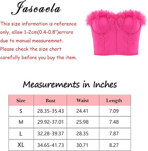 jascaela Women's Sexy Sleeveless Fuzzy Trim Bustier Cami Tube Top Faux Fur Tank Tops Corset Top Rave Festival Outfits in Kuwait