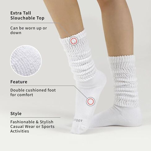 MONFOOT Women's 4-Pack Soft Slouch Extra Long Knee High Boot Socks in Kuwait