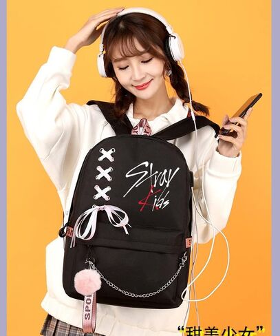 LOVEAngeler StrayKids Backpack Colleage Backpck Casual Daypack Mochila Laptop backpack Travel Backpack in Saudi Arabia
