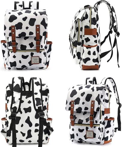 Slim Laptop Backpack College Student School Bag Travel Rucksack Daypack Cow in Kuwait