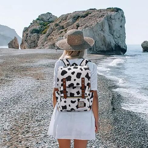Slim Laptop Backpack College Student School Bag Travel Rucksack Daypack Cow in Kuwait
