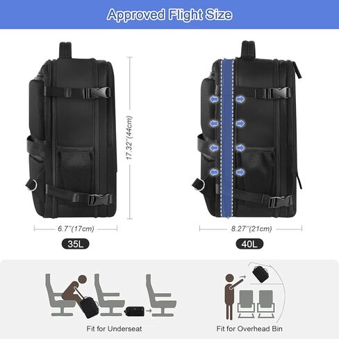 حقائب ظهر كبيرة للسفر من Sinaliy (بيج + أسود)، حقيبة ظهر للحمل سعة 40 لترًا، حقيبة ظهر للكمبيوتر المحمول مقاس 17 بوصة، حقيبة ظهر مقاومة للماء، حقيبة كتب جامعية، حقيبة ظهر للكمبيوتر المحمول، حقيبة ظهر للنساء، كما تمت الموافقة على رحلة الشخص in Kuwait