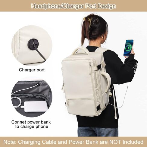 حقائب ظهر كبيرة للسفر من Sinaliy (بيج + أسود)، حقيبة ظهر للحمل سعة 40 لترًا، حقيبة ظهر للكمبيوتر المحمول مقاس 17 بوصة، حقيبة ظهر مقاومة للماء، حقيبة كتب جامعية، حقيبة ظهر للكمبيوتر المحمول، حقيبة ظهر للنساء، كما تمت الموافقة على رحلة الشخص in Kuwait