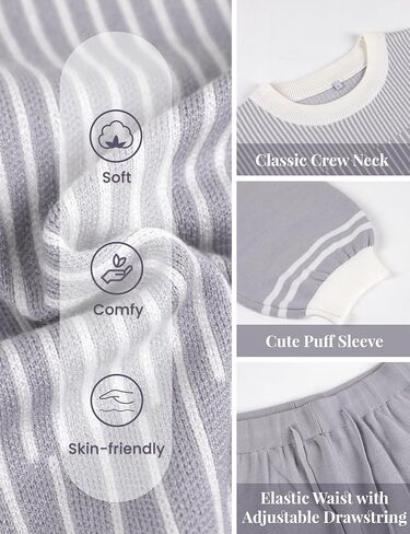 طقم ملابس UANEO مكون من قطعتين للنساء بلوفر محبوك مخطط وسروال قصير in Kuwait