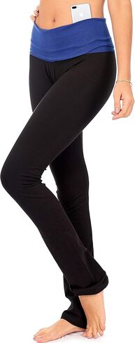 DEAR SPARKLE طماق قابلة للطي للنساء | سروال يوجا ذو مظهر نحيف مع جيب + مقاس كبير (C5 F) in Kuwait