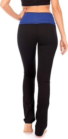 DEAR SPARKLE طماق قابلة للطي للنساء | سروال يوجا ذو مظهر نحيف مع جيب + مقاس كبير (C5 F) in Kuwait