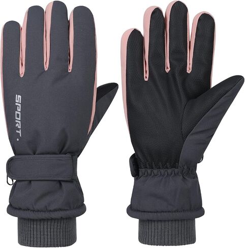 American Trends Winter Ski Gloves for Women Waterproof Winter Gloves Touchscreen Snow Gloves in Kuwait