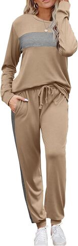 HOTOUCH Women's Two Piece Outfit Long Sleeve Crewneck Pullover Tops And Long Pants Tracksuit 2023 Fashion Sweatshirts in Saudi Arabia