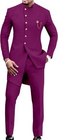 African Suit for Men Single Breasted Slim Fit Jackets and Trousers 2 Piece Set Business Suit Wedding Evening in Kuwait