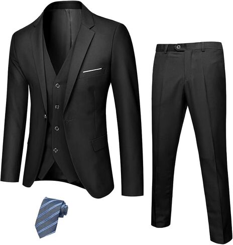 YND Men's 3 Piece Slim Fit Tuxedo Set, One Button Shawl Collar Jacquard Jacket Vest Pants with Bow Tie in Saudi Arabia