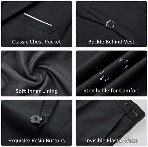 YND Men's 3 Piece Slim Fit Tuxedo Set, One Button Shawl Collar Jacquard Jacket Vest Pants with Bow Tie in Saudi Arabia