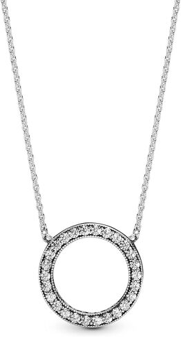 PANDORA Circle of Sparkle Necklace - Reversible Women's Necklace - Great Gift for Women - Sterling Silver & Clear Cubic Zirconia - 17.7" in Kuwait