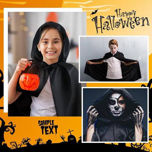 Panitay 20 Pcs Halloween Party Kids Hooded Cloak Cape Cosplay Costumes Black Cloak Witch Cosplay Cape Robe for Boys Girls Children Ages 5 to 10 in Saudi Arabia