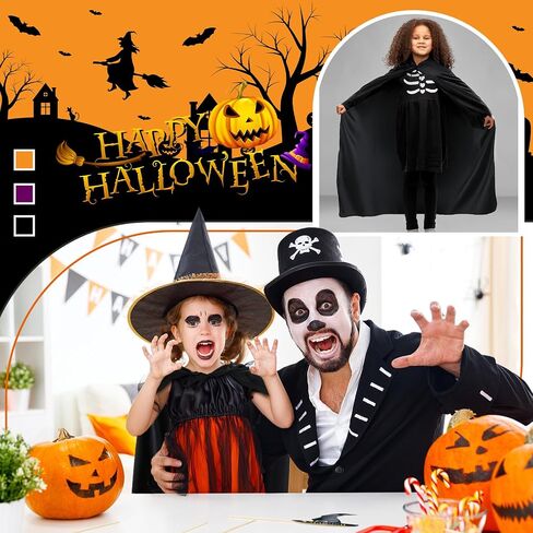 Panitay 20 Pcs Halloween Party Kids Hooded Cloak Cape Cosplay Costumes Black Cloak Witch Cosplay Cape Robe for Boys Girls Children Ages 5 to 10 in Saudi Arabia
