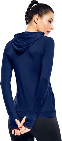 Zengjo Womens Lightweight Hoodie Pullover-Hooded Long Sleeve Running Yoga Workout Tops for Women-Cowl Neck&Thumbhole in Kuwait