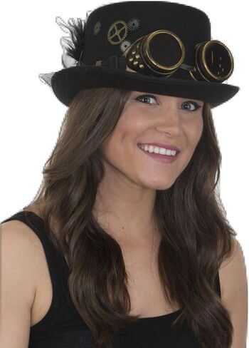 قبعة Steampunk للسيدات من Jacobson Hat Company باللون الأسود، قابلة للتعديل in Kuwait