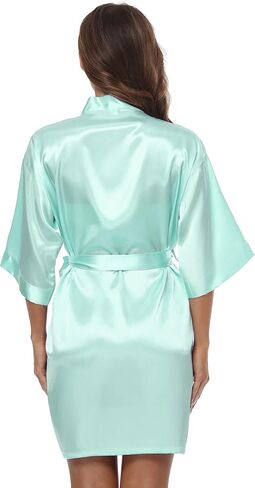 BeingYoung Womens Satin Kimono Robe V Neck Bridesmaid Bathrobe Wedding Party Lounging Short XS-XXL in Saudi Arabia