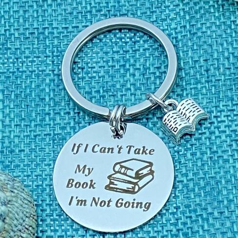 سلسلة مفاتيح لمحبي الكتب لنادي القراءة للقارئ والكتاب والمؤلفين If I Can't Take My Book I'm Not Going Keyring هدية امين المكتبة هدايا لمحبي الكتب للنساء والرجال في الكريسماس واعياد الميلاد, فضي in Saudi Arabia