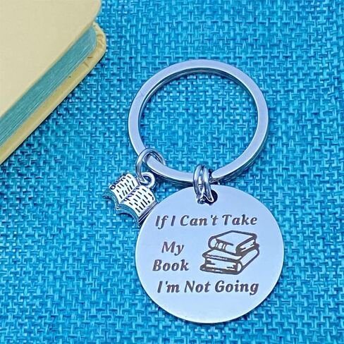 سلسلة مفاتيح لمحبي الكتب لنادي القراءة للقارئ والكتاب والمؤلفين If I Can't Take My Book I'm Not Going Keyring هدية امين المكتبة هدايا لمحبي الكتب للنساء والرجال في الكريسماس واعياد الميلاد, فضي in Saudi Arabia