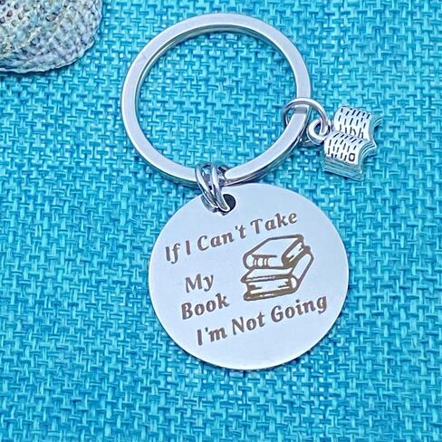 سلسلة مفاتيح لمحبي الكتب لنادي القراءة للقارئ والكتاب والمؤلفين If I Can't Take My Book I'm Not Going Keyring هدية امين المكتبة هدايا لمحبي الكتب للنساء والرجال في الكريسماس واعياد الميلاد, فضي in Saudi Arabia