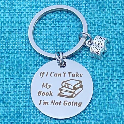 سلسلة مفاتيح لمحبي الكتب لنادي القراءة للقارئ والكتاب والمؤلفين If I Can't Take My Book I'm Not Going Keyring هدية امين المكتبة هدايا لمحبي الكتب للنساء والرجال في الكريسماس واعياد الميلاد, فضي in Saudi Arabia