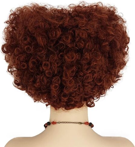 CJK 4 قطع Winifred ساندرسون شعر مستعار زي كيت قصيرة مجعد قلوب على شكل بني محمر شعر مستعار تأثيري مع الأسنان قلادة أقراط CJ018 in Kuwait