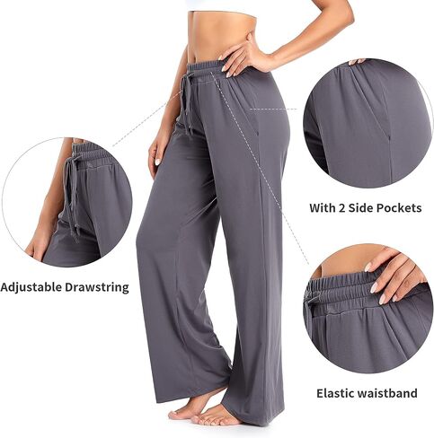 ADANIKI Sweatpants Women Yoga Pants with Pockets for Women Pajamas Work Pants Wide Leg Drawstring Pants for Women's Lounge in Saudi Arabia