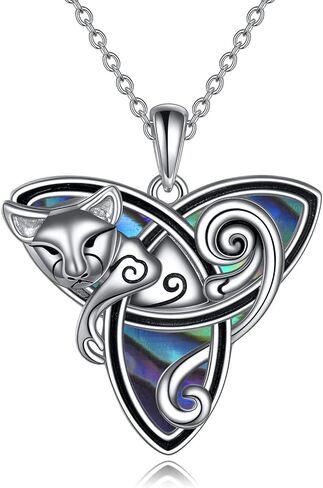 POPLYKE Celtic Cat Necklace/Cat Urn Necklace for Women Sterling Silver Triquetra Celtic Trinity Knot Necklace for Girls Halloween Jewelry Gifts in Kuwait