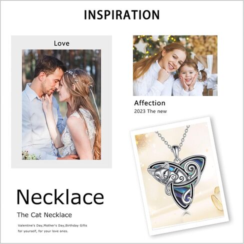 POPLYKE Celtic Cat Necklace/Cat Urn Necklace for Women Sterling Silver Triquetra Celtic Trinity Knot Necklace for Girls Halloween Jewelry Gifts in Kuwait