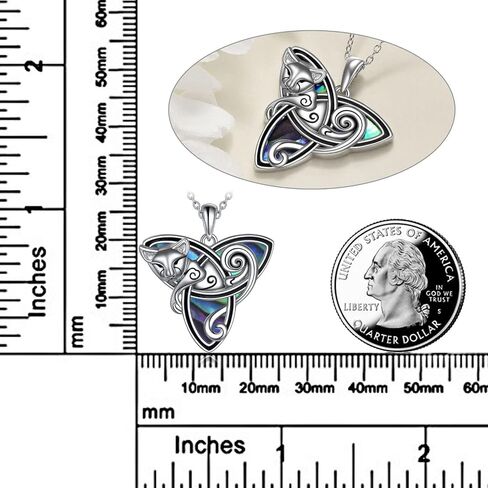 POPLYKE Celtic Cat Necklace/Cat Urn Necklace for Women Sterling Silver Triquetra Celtic Trinity Knot Necklace for Girls Halloween Jewelry Gifts in Kuwait
