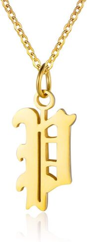 Letter Necklaces for Women Personalized Necklaces 18K Gold Plated Initial Pendant Old English Name Necklaces A-Z Bridesmaid Gift for Girls in Saudi Arabia