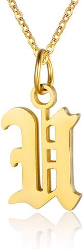 Letter Necklaces for Women Personalized Necklaces 18K Gold Plated Initial Pendant Old English Name Necklaces A-Z Bridesmaid Gift for Girls in Saudi Arabia