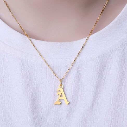 Letter Necklaces for Women Personalized Necklaces 18K Gold Plated Initial Pendant Old English Name Necklaces A-Z Bridesmaid Gift for Girls in Saudi Arabia